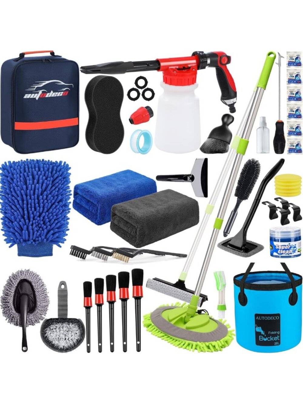 42Pcs Complete Car Wash Kit with Foam Gun & Detailing Brushes for Shine & Clean